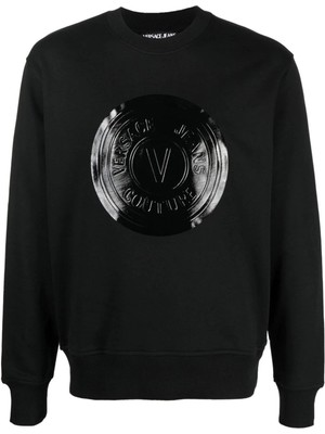 Versace Jeans Couture Jeans Couture 3D Shiny V Logo Siyah Sweatshirt