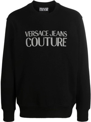 Versace Jeans Couture Jeans Couture Reflector Logo Baskı Siyah Sweatshirt