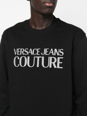 Versace Jeans Couture Jeans Couture Reflector Logo Baskı Siyah Sweatshirt