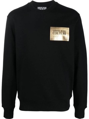 Versace Jeans Couture Gold Logo Chest Baskı Siyah Sweatshirt