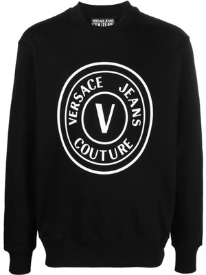 Versace Jeans Couture Big Logo Beyaz Printed Black Sweatshirt