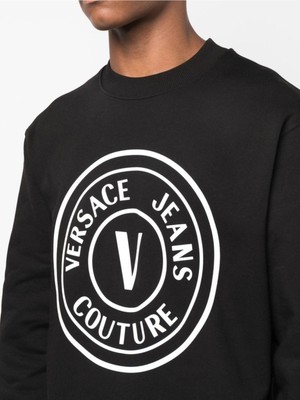 Versace Jeans Couture Big Logo Beyaz Printed Black Sweatshirt