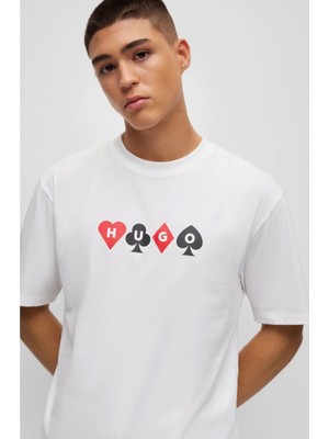 Boss Playing Cards Printed Beyaz T-Shirt