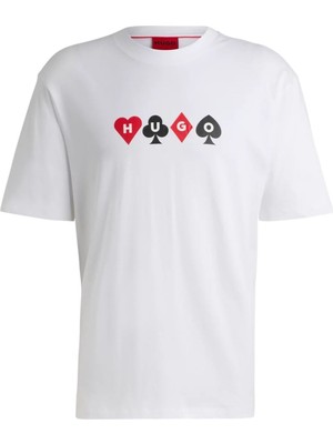 Boss Playing Cards Printed Beyaz T-Shirt