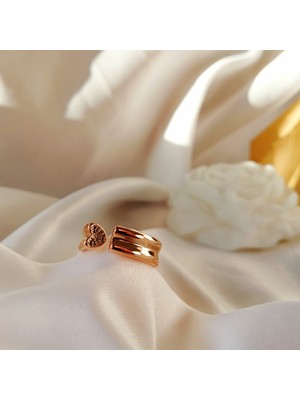 Kilig Jewelry Kadın Çelik Gold Kelebek Kalp Detay Ayarlanabilir Yüzük