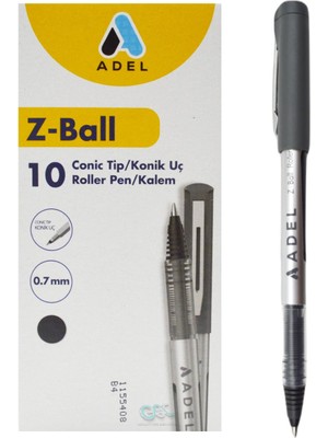 Adel Z Ball Roller Kalem 0.7 mm Siyah 10 Adet