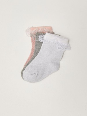 LC Waikiki Lcw Baby Pembe Basic Kız Bebek Soket Çorap 3'lü