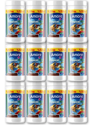 Amore Lepistes-Melek-Plati-Moli Balığı granül Yemi 12X125 ml Tropikal Mix Selection