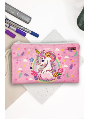 Limmy Unicorn Bahar Desenli Kalem Kutusu Yıkanabilir Bez Kalemlik