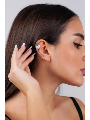 New Obsessions Nicollet Taşlı Kalp Geçmeli Kıkırdak Küpe Ear Cuff