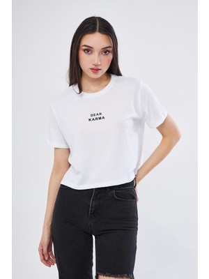 Dear Karma Baskılı Crop T-Shirt - BGB19