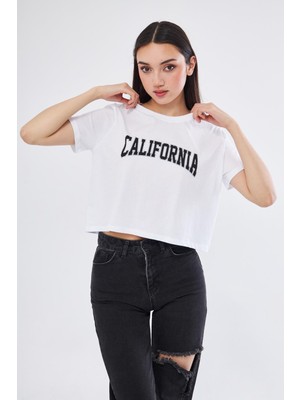 California Baskılı Crop T-Shirt - BGB20