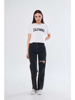 California Baskılı Crop T-Shirt - BGB20