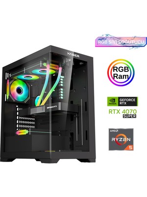 Xaser XSR855 Ryzen 5 5600 16GB Ram 512GB M.2 Nvme SSD 12GB RTX4070 Super 27"curved 180Hz Sıvı Soğutma Oyun Bilgisayarı