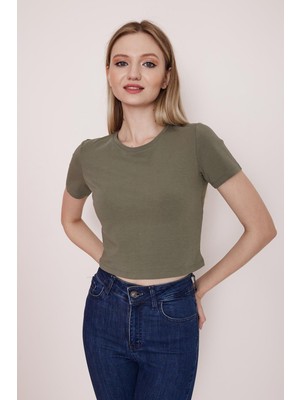 Basic Haki Crop T-Shirt - BGB07