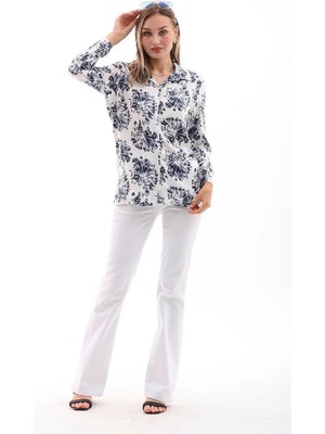 Charamela Kadın Uzun Kol Viskon Gömlek Siyah-Beyaz - BGG32