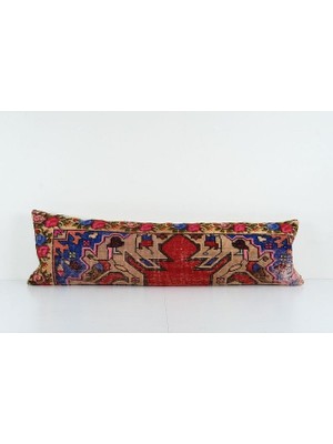 Etnik Bulvar Kahverengi Renkli Geometrik El Dokuma Kilim Kırlent Kılıf 35 x 120 cm