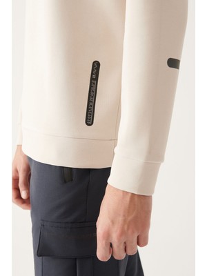 AVVA Erkek Bej Kapüşonlu Yaka Soft Touch Regular Fit Sweatshirt A22y1270