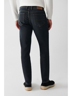 AVVA Erkek Antrasit Berlin Jean Pantolon Eskitme Yıkamalı Esnek Kaplamalı Slim Fit A32y3506