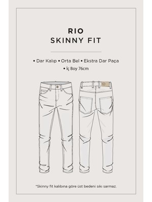 AVVA Erkek Lacivert Rio Jean Pantolon Eskitme Yıkamalı Esnek Skinny Fit A32y3509