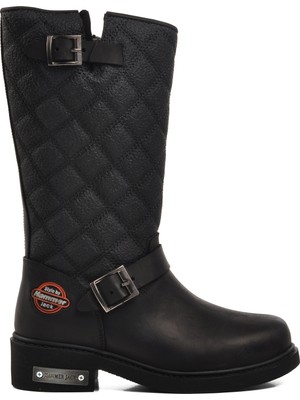 Hammer Jack Kadın Siyah Çizme Zenne 102 15980 Pü Deri Malzeme ile 4 cm Topuk Yüksekliği