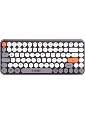 Everest Kb-89 Cıtrus Daktilo Tuşlu Gri Wireless 2.4g + Bluetooth Çoklu Cihaz Bağlantılı Kablosuz Mini Q Multimedia Klavye