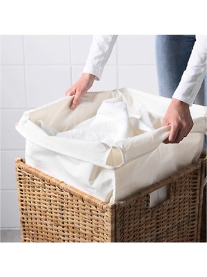 Sarı Branas Çamaşır Sepeti Rattan, 80 Litre 70% Polyester, 30% Pamuk