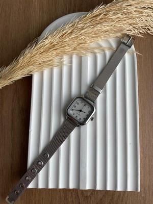 Quartz Bs Stıll Minimal Vintage Gümüş Hasır Kordon Kadın Kol Saati