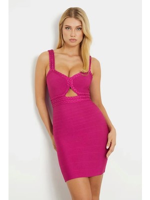 Guess Kadın  Pembe  Bodycn  Mini Triko Elbise