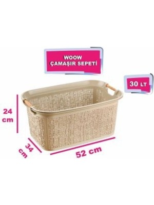 Plastik Woow Çamaşır Sepeti - Çamaşır Sepeti - Plastik Sepet Beyaz 300 ml 45 x 40