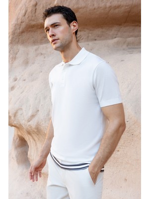 Morven  Erkek Ekru Trend Polo Yaka Dynamic Fit T-Shirt