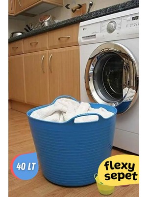 Mavi Flexy Esnek Oyuncak Sepeti - Çamaşır Sepeti - Düzenleyici 40 Lt Kırmızı-Mavi 50 x 70 20-49 L P