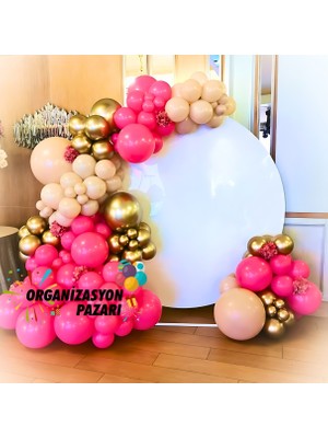 Balon Seti Fuşya-Krom Gold-Deniz Kumu 60 Lı Balon Zinciri Seti