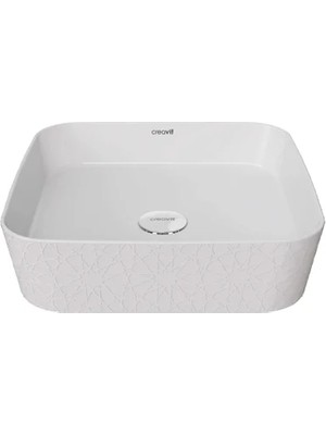 Creavit LP040 Loop Kare Çanak Lavabo 40 cm Selçuklu Rölyef Uygulamalı