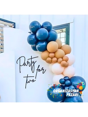 Balon Seti Gece Mavisi-Beyaz-Karamel-Makaron-Somon 60 Lı Balon Zinciri Seti