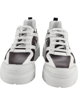 Milonek Shoes 13083040 Kadın Günlük Sneakers Beyaz-Bordo-Bordo Kroko