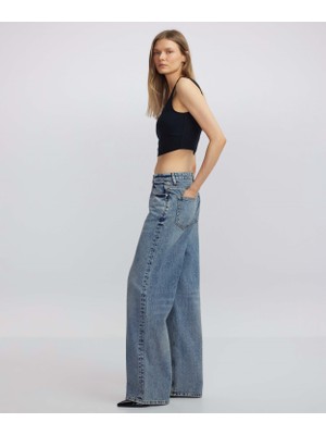 İpekyol Hotfix Baskılı Wide Leg Fit Jean Pantolon