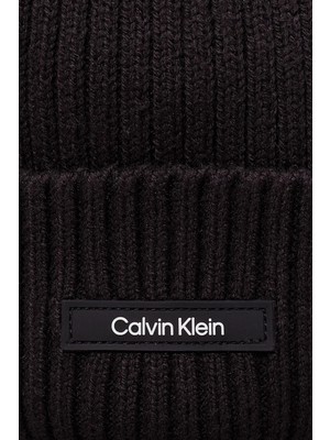 Calvin Klein Logolu Pamuklu Yivli Dokulu Bere K50K512362BEH Erkek Bere K50K512362 Beh