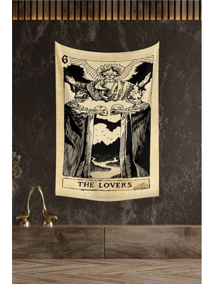 Mediterian Lacivert Tarot Kartı Duvar Halısı 140x100 cm, dikdörtgen, şık ve dekoratif ürün