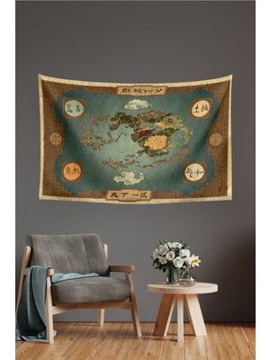 Mediterian Sarı Dikdörtgen Hava Bükücü Duvar Örtüsü Halısı 140x100 cm, şık ve fonksiyonel kullanım