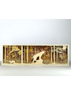 Wood-X Vaşak Temalı Orman Ahşap Mdf Çok Katmanlı Dekoratif Tablo Manzara Tablosu