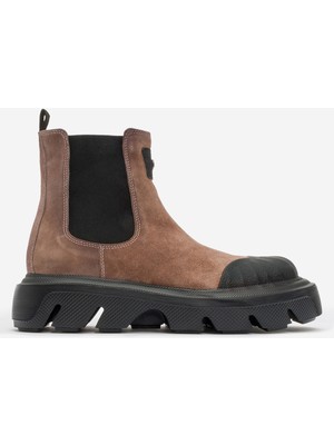 Marcomen Erkek Kalın Taban Chelsea Casual Bot Gerçek Deri Mc 20322 Vizon