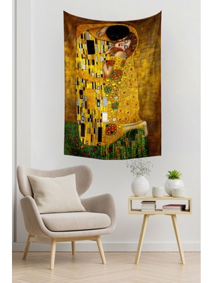 Mediterian Sanatsal duvar örtüsü halı, 140x100 cm, sarı renk, dikdörtgen şekil, şık tasarım