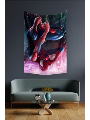 Mediterian Mor dikdörtgen duvar örtüsü halısı, 140x100 cm, şık ve dekoratif tasarım.