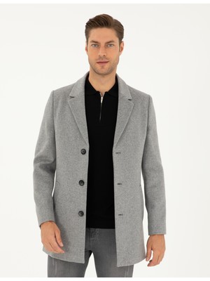 Pierre Cardin Erkek Antrasit Ekstra Slim Fit Yün Karışımlı Kaşe Kaban 50297487-VR006