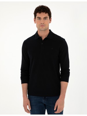 Pierre Cardin Erkek Siyah Slim Fit Basic Sweatshirt 50294438-VR046