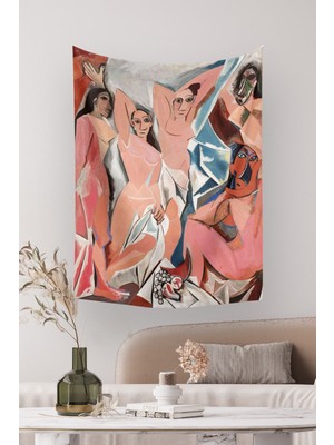 Mediterian Avignonlu Kızlar Temalı Çok Renkli Dikdörtgen Halı 70x140 cm