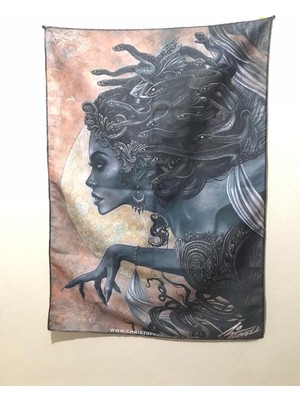 Mediterian Medusa Desenli Modern Duvar Halısı, Kahverengi, Dikdörtgen, Şık Tasarım