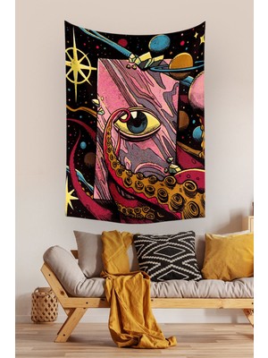Mediterian Kozmik Göz Psychedelic Duvar Halısı, çeşitli ölçü ve renk seçenekleriyle dekoratif ürün