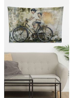 Mediterian Sokak Sanatı Duvar Dekoru 150x100 cm, Yeşil, Dikdörtgen şekil